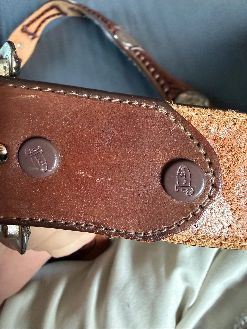 Vintage Justin BootsBraided Leather Belt Half Dollar Silver Buckle Size 36
